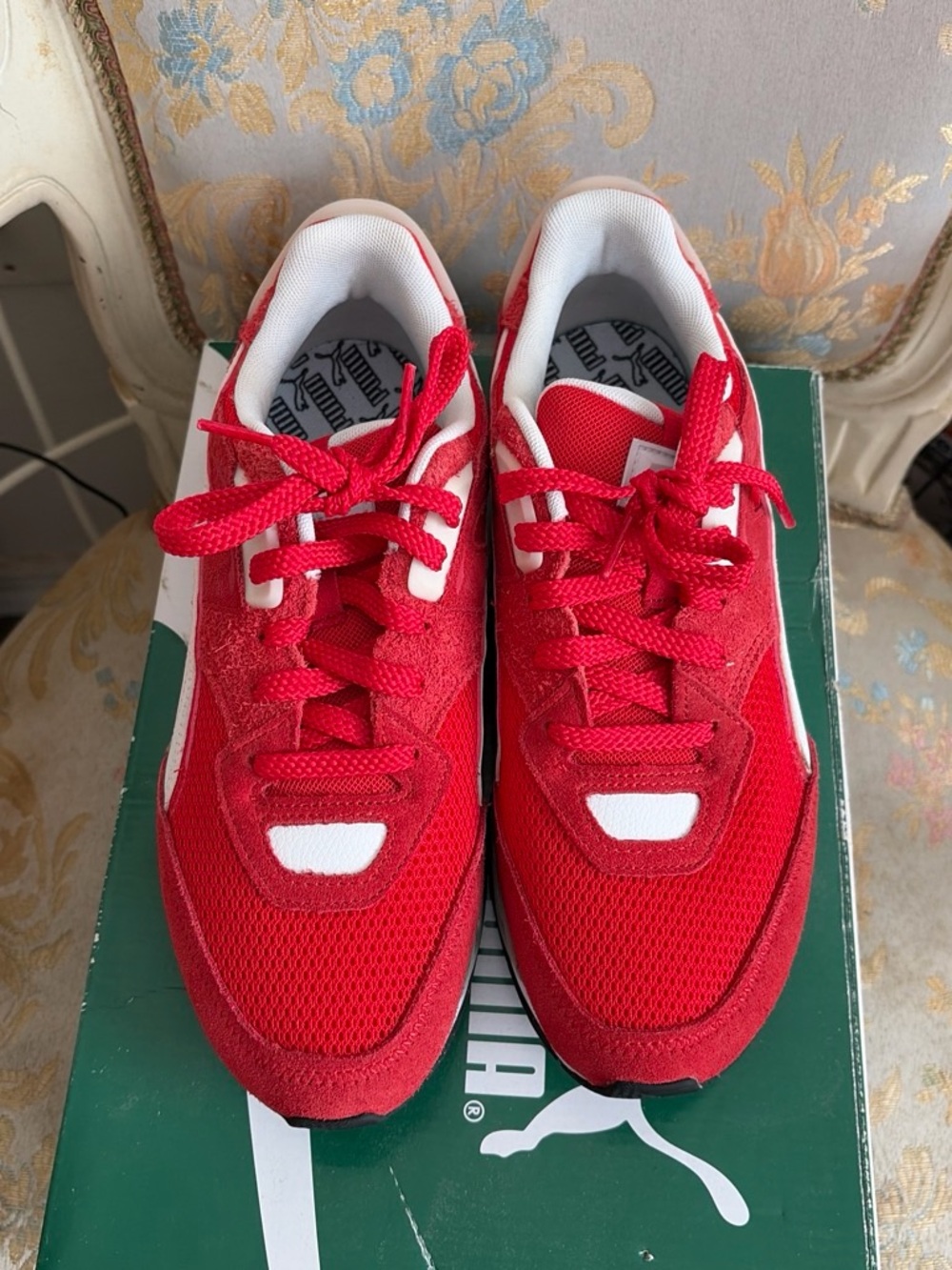 Puma Red and White Kids' Athletic Sneakers